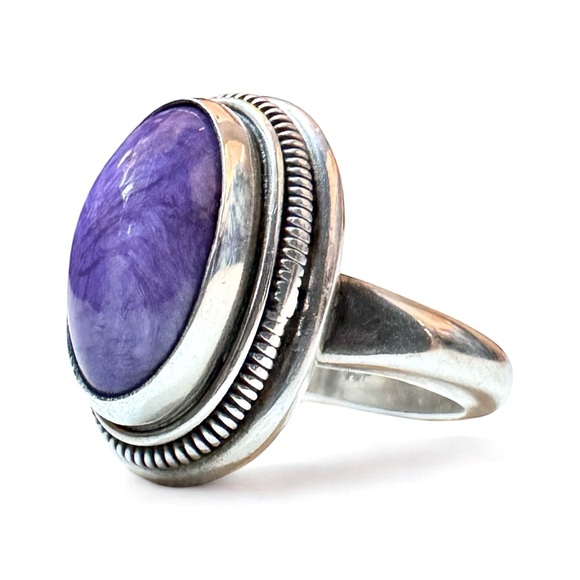 Sterling Silver Charoite Ring (6.5) - Picture 1 of 7